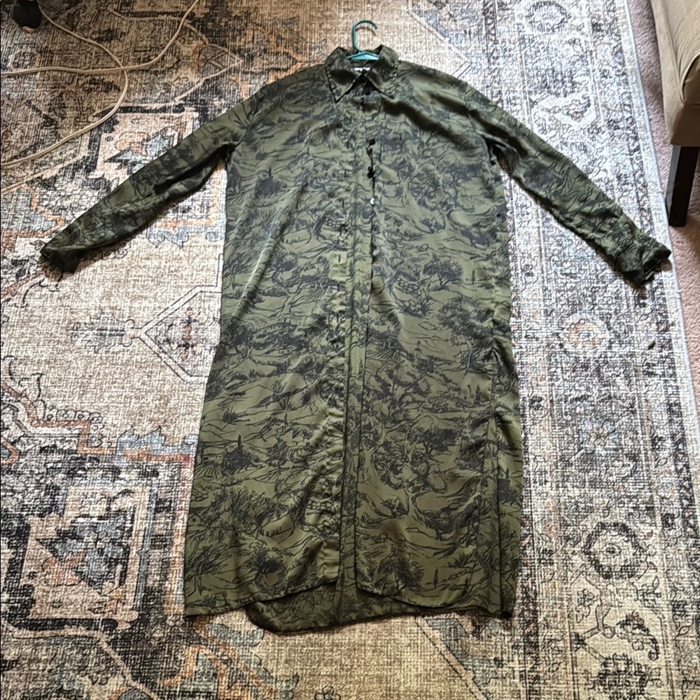 TOP SHOP Toile De Jouy Long Sleeve Midi Dress